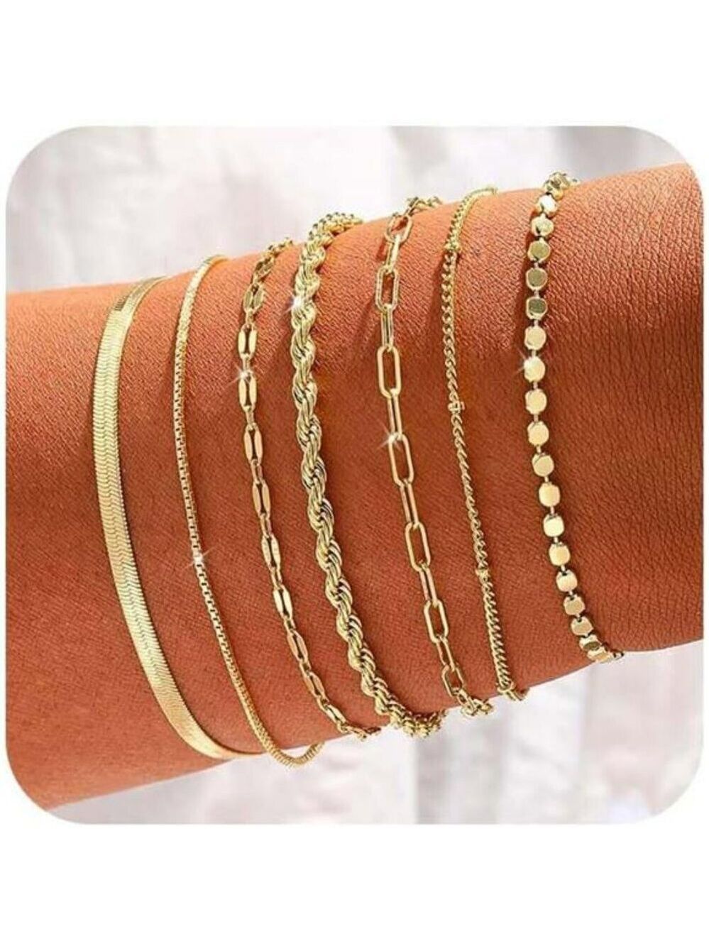 Gold Plated Stackable Bracelets Set for Women Waterproof Dainty Jewelry